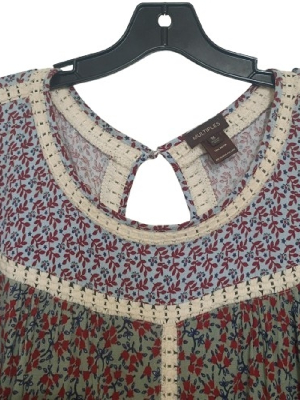 Boho Floral Patchwork Print Cottage Fairy Blouse 1X Festival Romantic - Picture 6 of 12